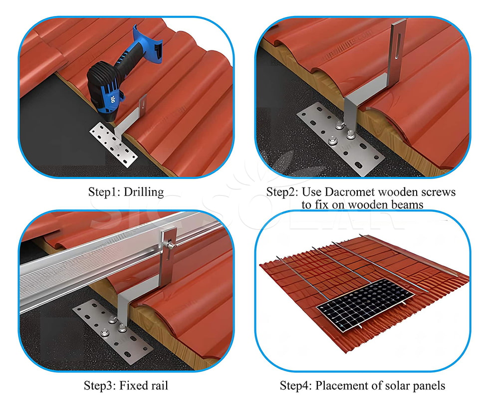 Solar Panel Mount Tile Roof Hooks