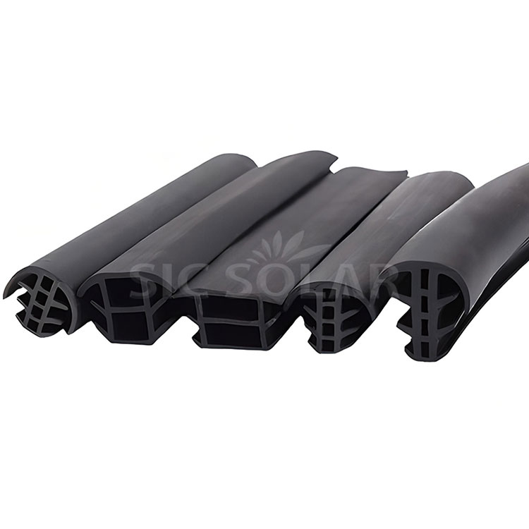 Tira de sellado de goma con ranura para paneles solares